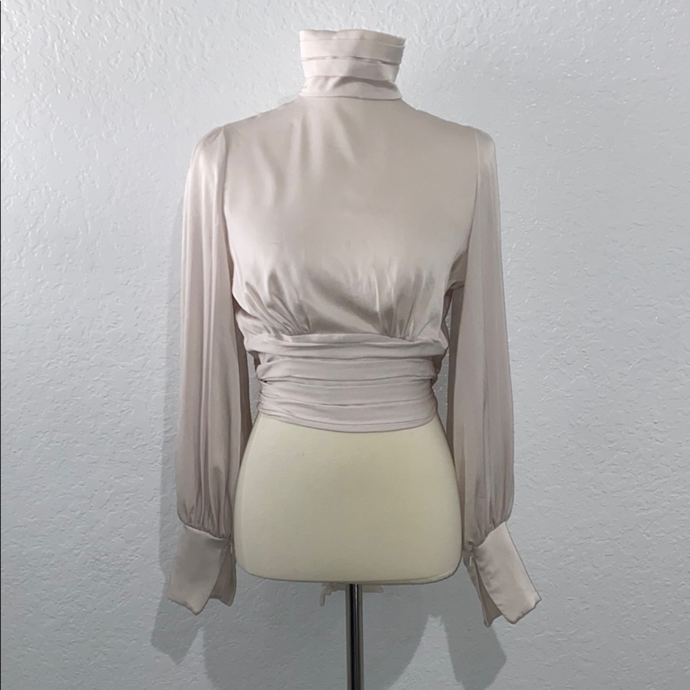 DIIDA LONG SLEEVE CROP TOP TURTLE NECK OPEN BACK - SMALL